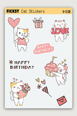 Cute Cat Birthday Themed Sticker Set -