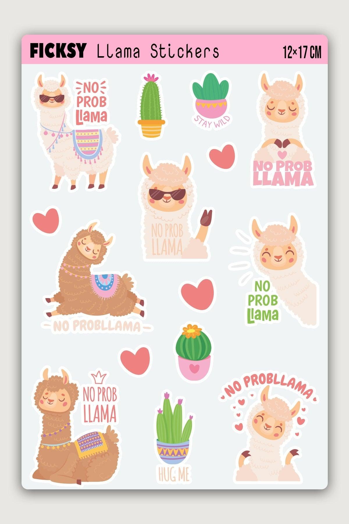 Cute Llama Sticker Set - 15 Pieces Stickers