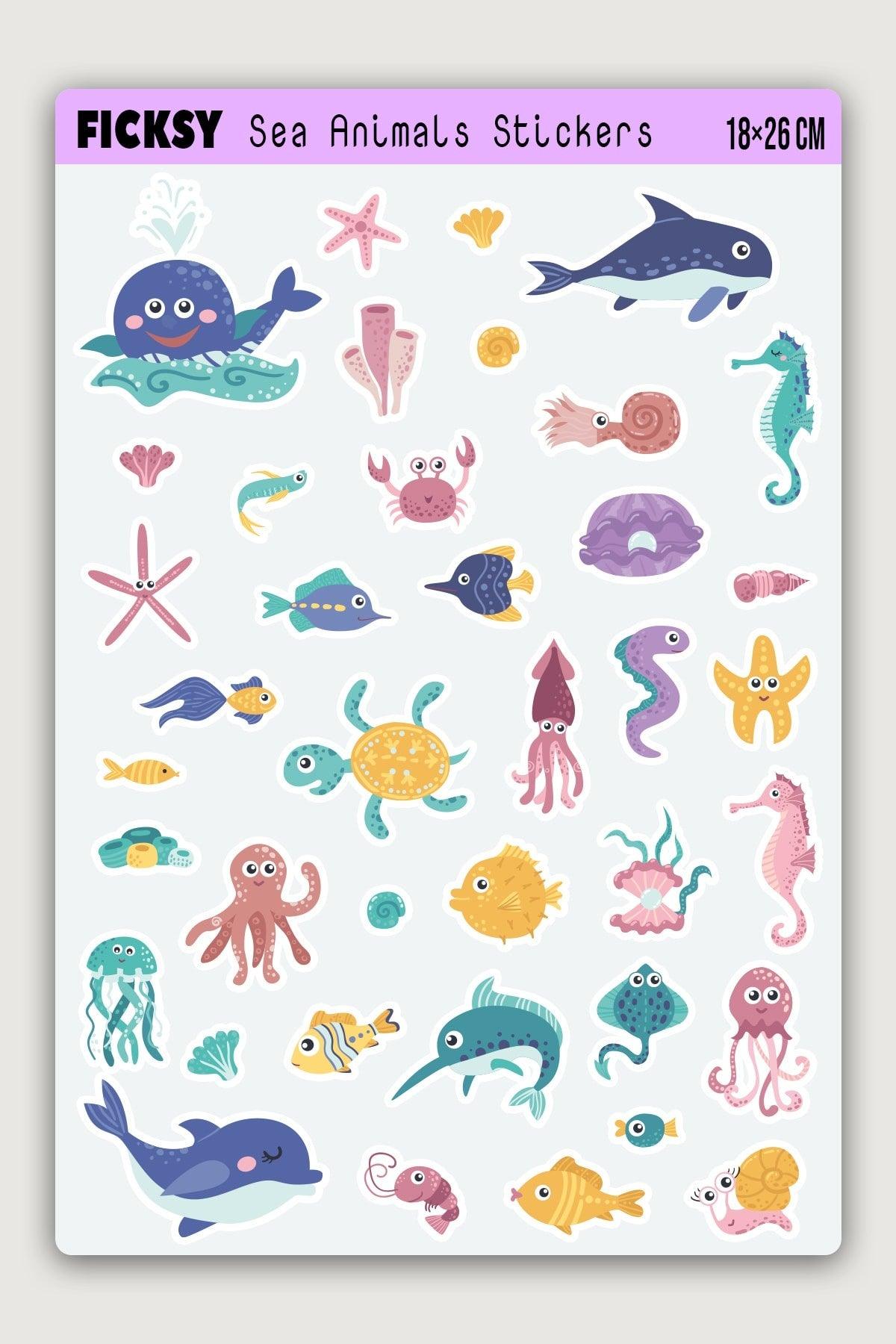 Cute Sea Creatures Sticker Set - 39