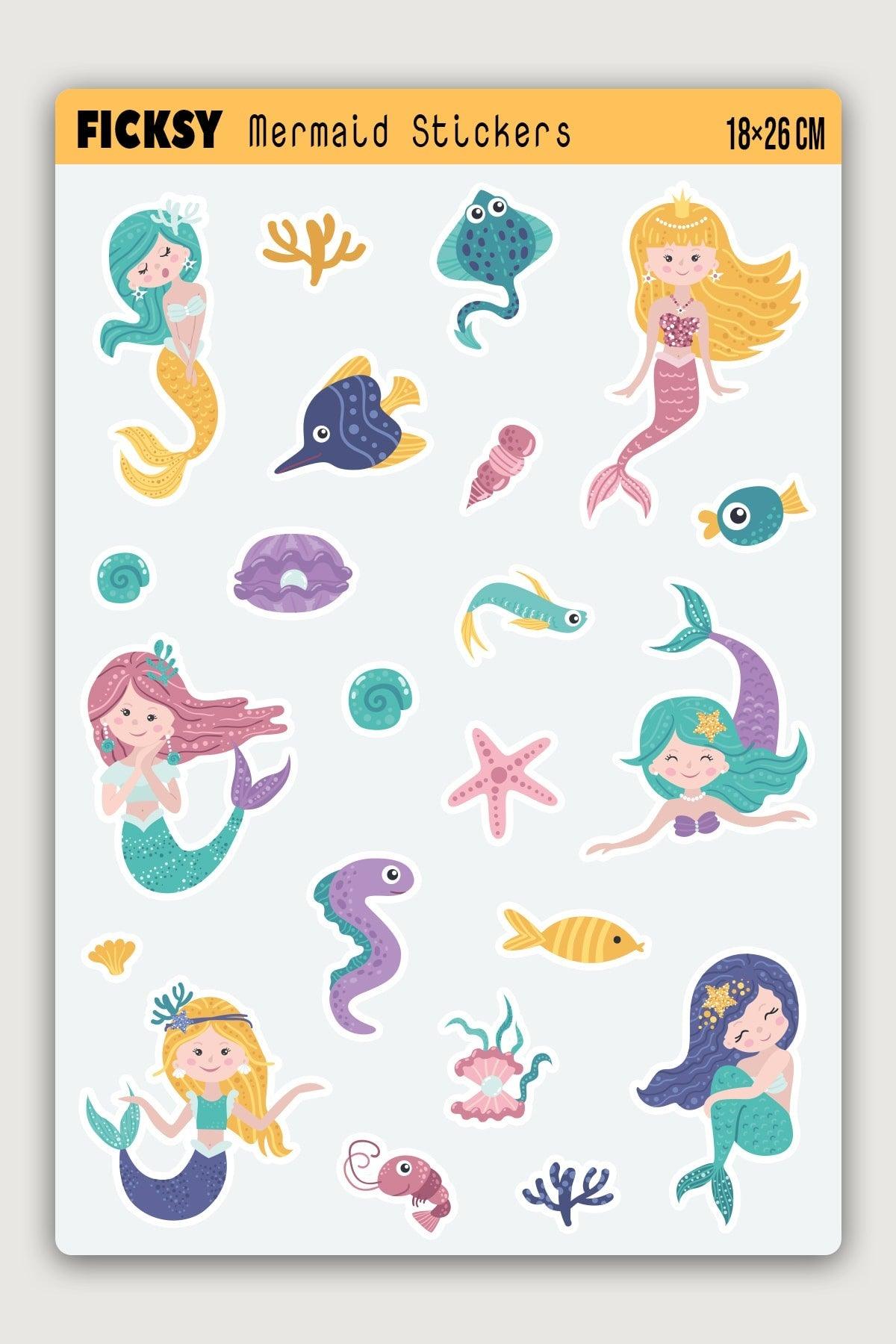 Cute Mermaid Sticker Set - 22 Pieces