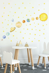 Cute Solar System Kids Room Wall Sticker Set - Swordslife