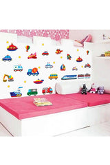 Cute Vehicles And Vehicles Kids Room Wall Sticker Decal - Swordslife