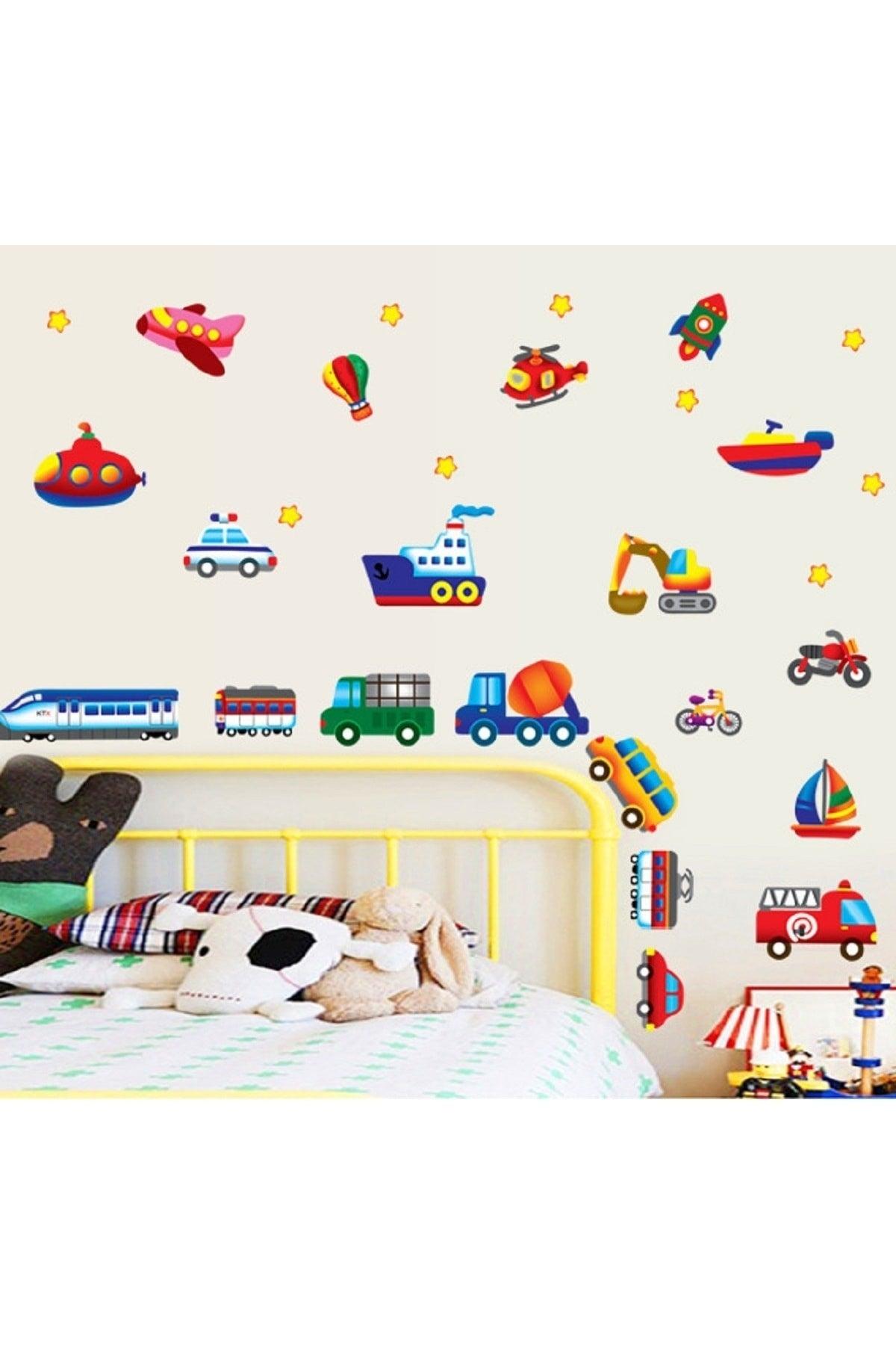 Cute Vehicles And Vehicles Kids Room Wall Sticker Decal - Swordslife