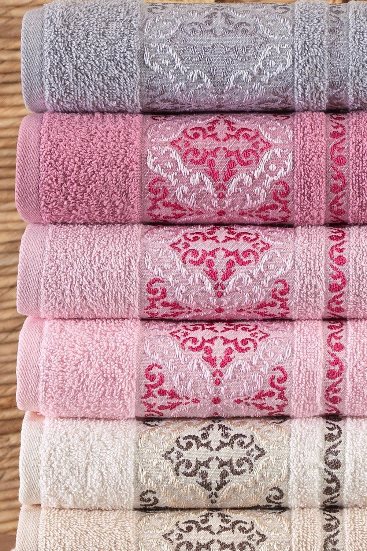 Damask 50x90 Cm 6 Pcs Antibacterial Hand And Face Towel | Cotton - Swordslife