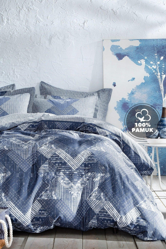 Daria Ranforce Oversized Duvet Cover Set - Indigo - Swordslife