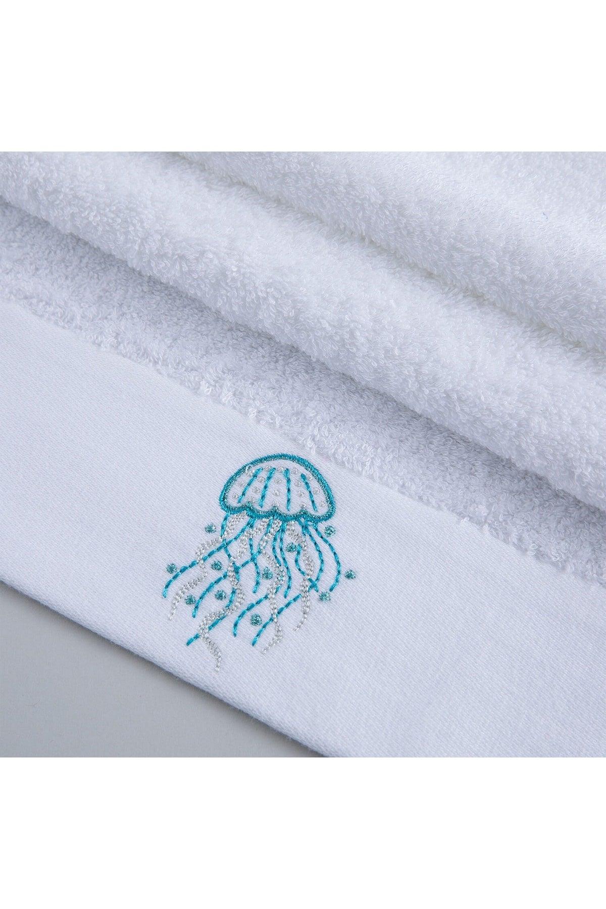 Darien Embroidered Face Towel 50x90 Cm White - Swordslife