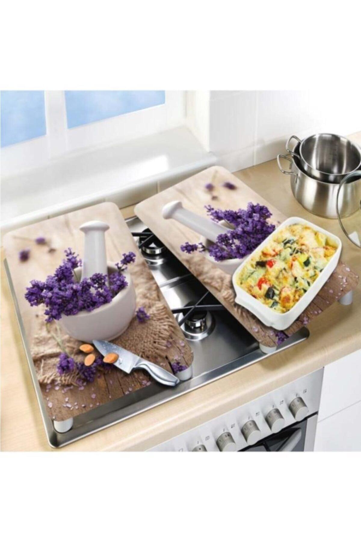 Decorative Glass Stove Protector And Cutting Board Medicinal Herbs 60cm X 52cm 2 Pieces - Swordslife