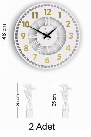 Decorative Mirrored Wall Clock + Vase Painting - Swordslife