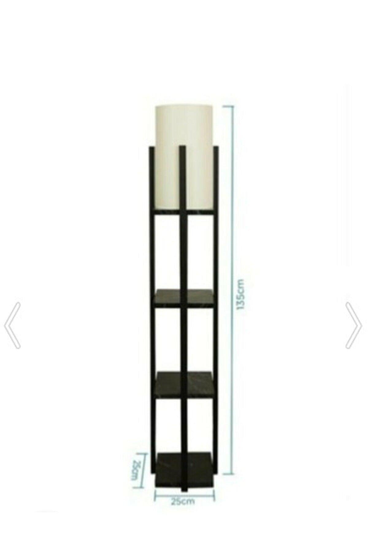 Black Marble Pattern Floor Lamp With Decorative Shelf - Swordslife