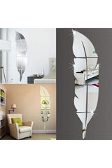 Decorative Wall Decoration Feather Pattern Silver Mirror Plex 35 X 140 Cm - Swordslife