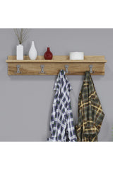 Decorative Wall Hanger Clothes Coat Hanger With Minimal Shelf 80 Cm Pine - Swordslife