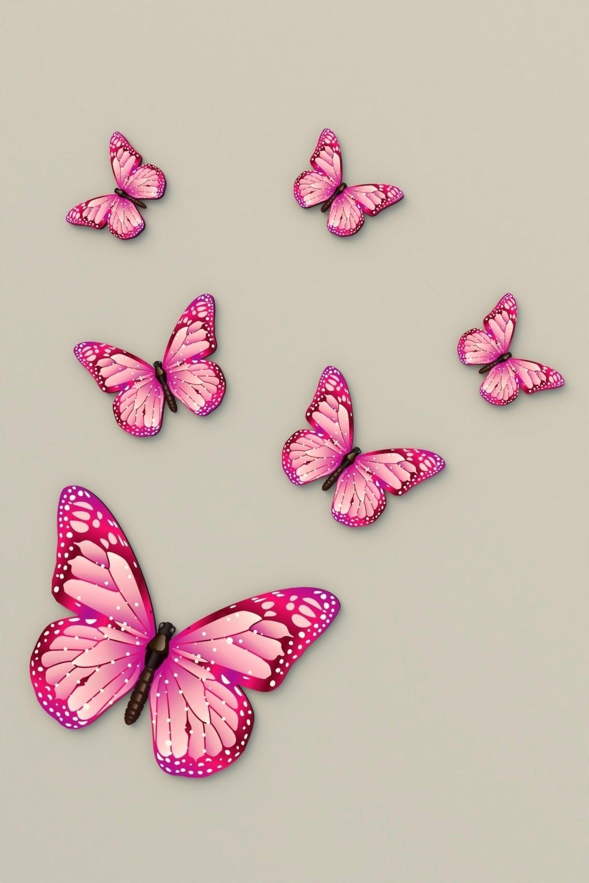 Decorative Wooden 6 Butterfly Wall Ornament Pink - Swordslife