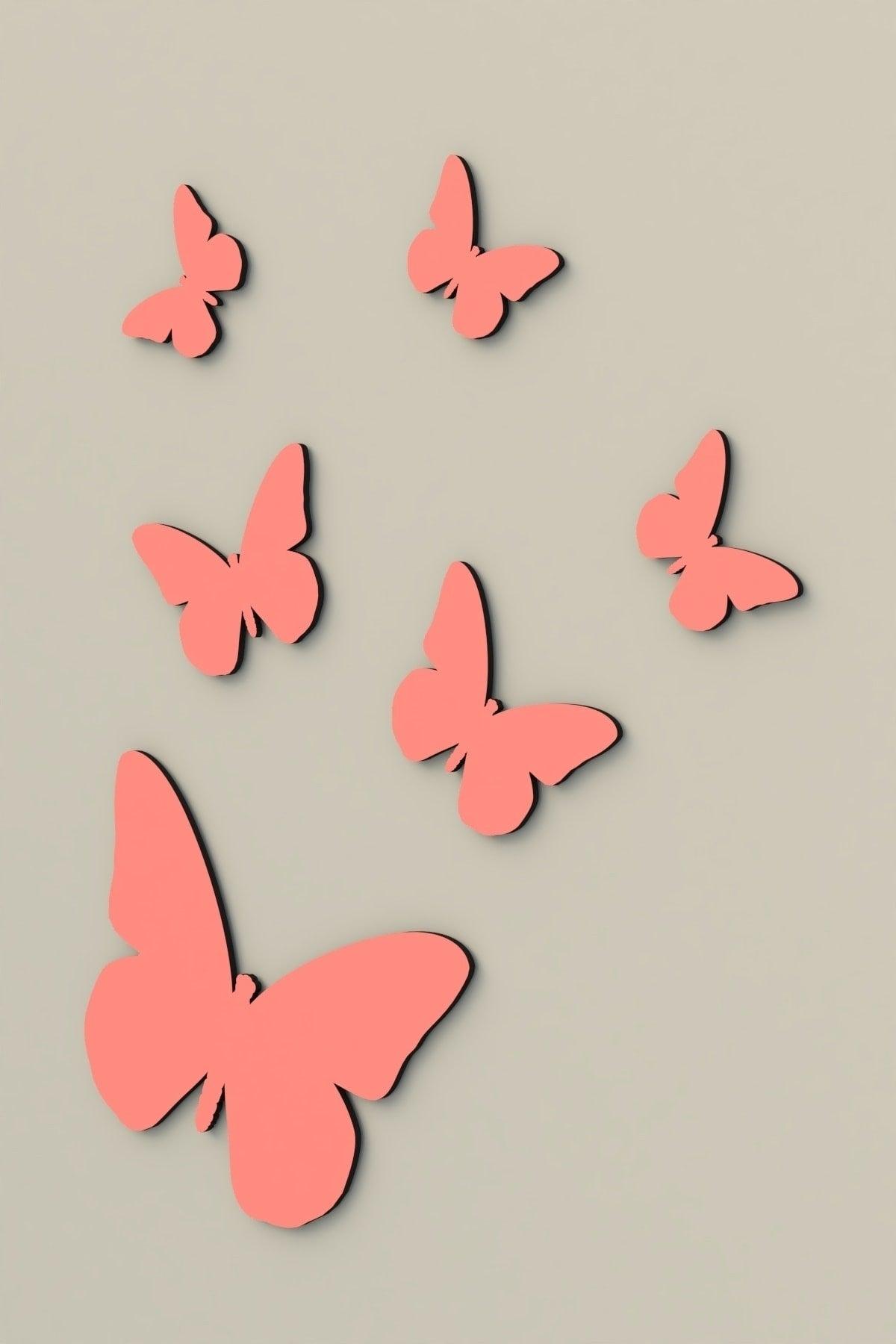 Decorative Wooden 6 Piece Butterfly Wall Ornament Powder Pink - Swordslife