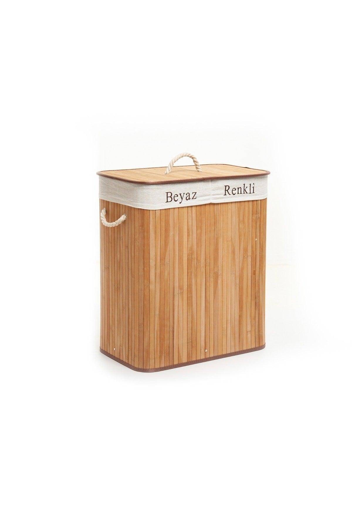 Deco&style Bamboo Natural Double Container Laundry Basket - Swordslife