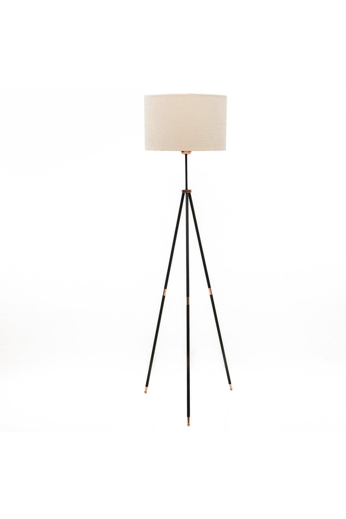 Deco&style Tripod Floor Lamp - Metal Black Leg / Velvet Cream Hat - Swordslife