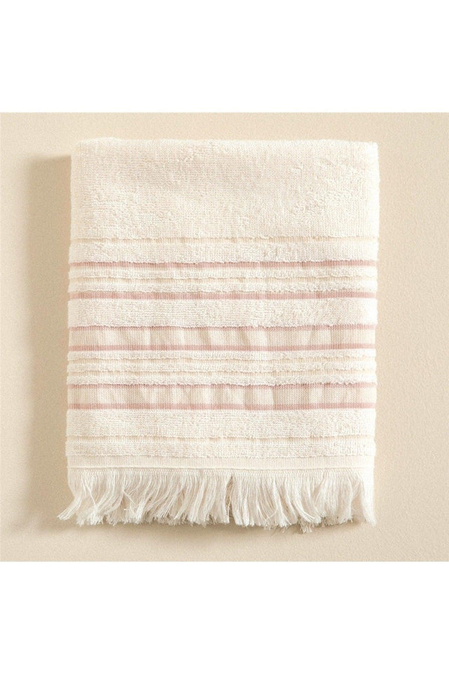 Deep Face Towel 50x90 Cm Ecru/salmon