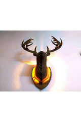 Deer Deer Head Designed Natural Ahşap Rustic Salon Applique Wanddekor (Ampul Inklusive) - Swordslife