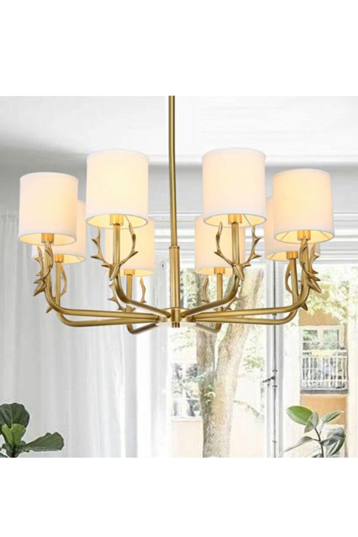 Geyikli Modern Gold Case Cream Headed Octal Chandelier - Swordslife