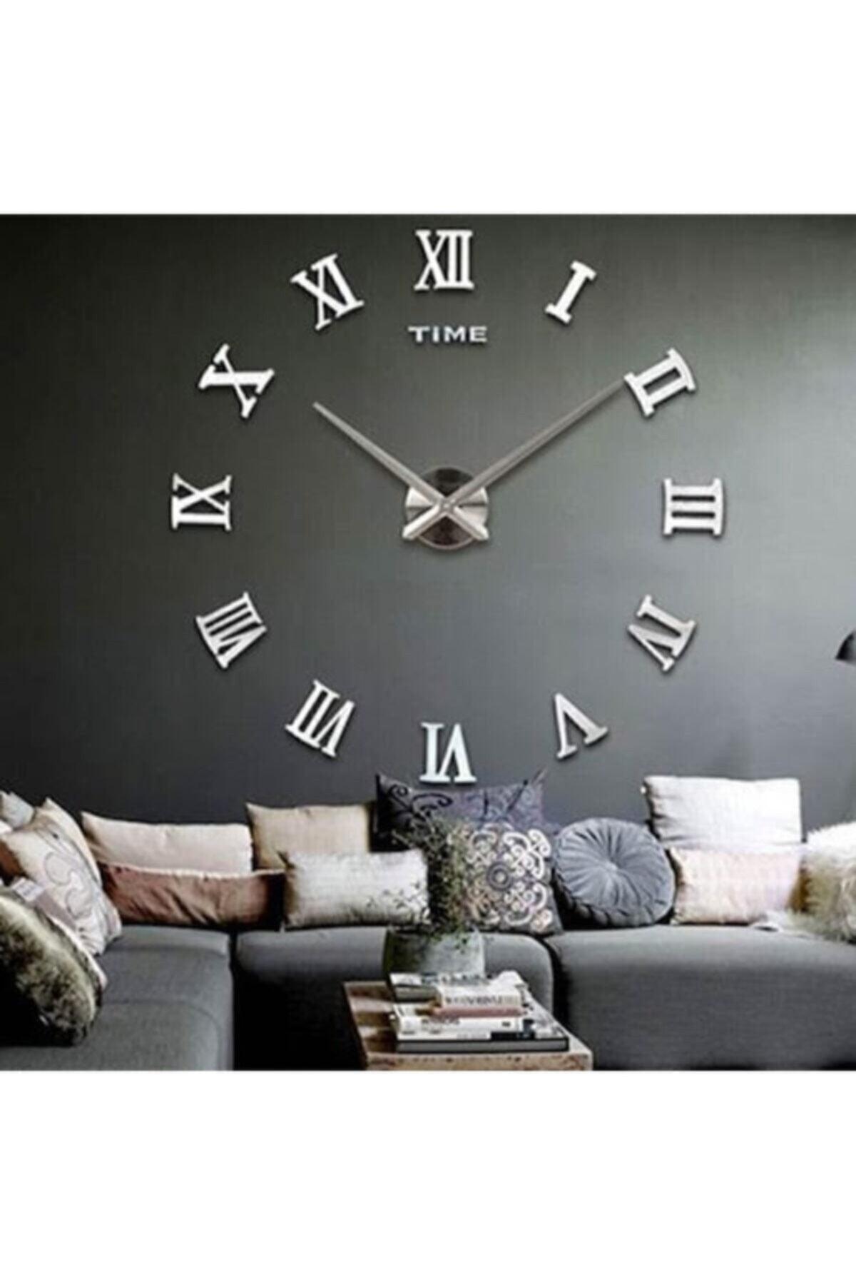 Decorative 3d Wall Clock Plexiglass Mirror Roman Numeral Large Size - Swordslife