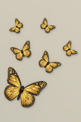 Decorative Wooden 6 Butterfly Wall Ornament Gold - Swordslife