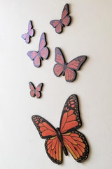 Decorative Wooden 6 Butterfly Wall Ornament Orange 40x30 - Swordslife