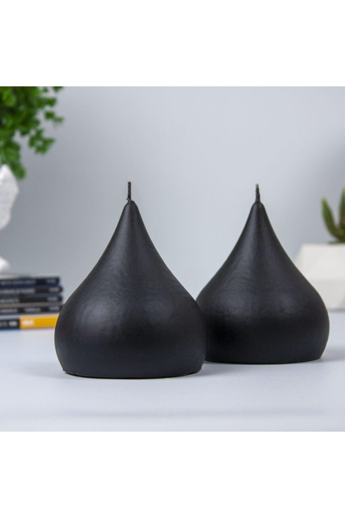 Decorative Pear Candle Set of 2 Black - Swordslife