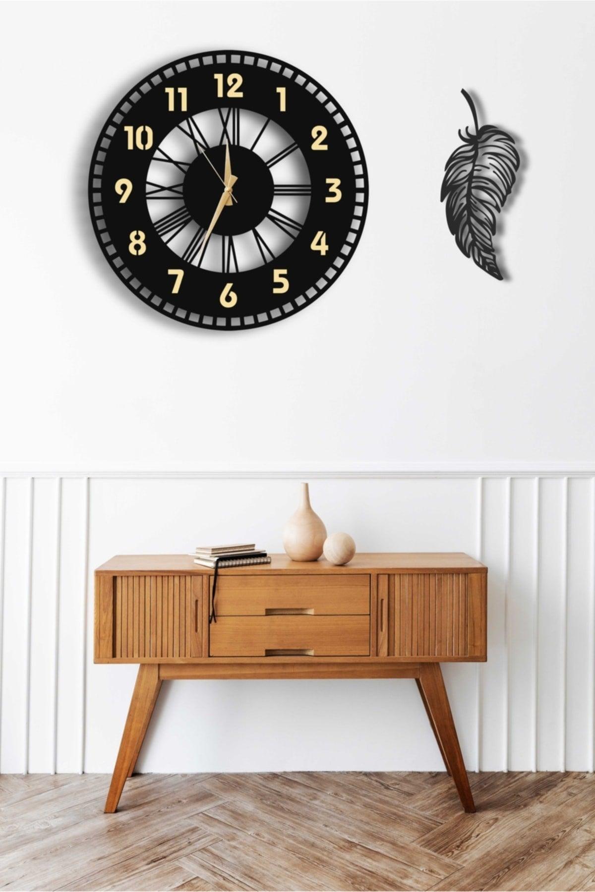 Decorative Mirrored Wall Clock 50x50cm + Leaf Table - Swordslife