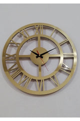 Decorative Mirrored Gold Plexi Wooden Wall Clock with Roman Numerals - Swordslife