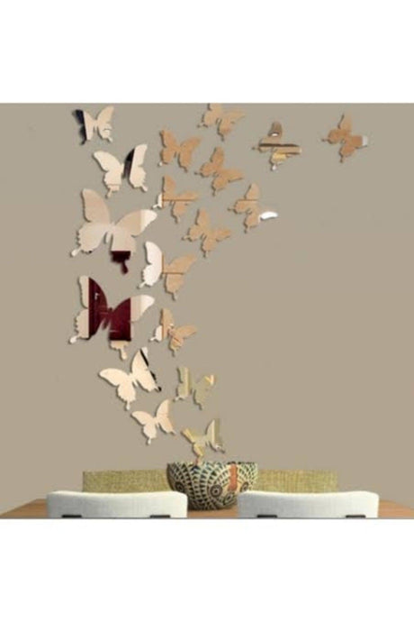 Decorative Gold Mirror Plexiglass Butterfly Wall Decoration (Adhesive) - Swordslife