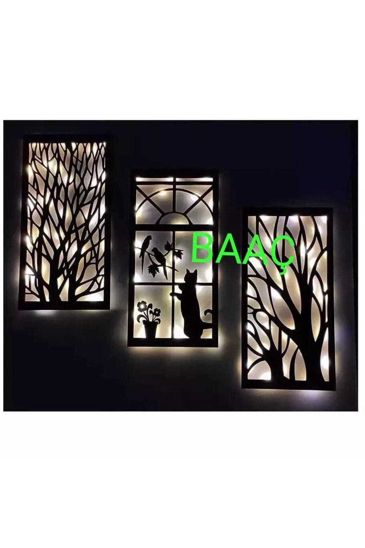 Decorative Illuminated 3 Piece Wooden Wall Painting - Swordslife