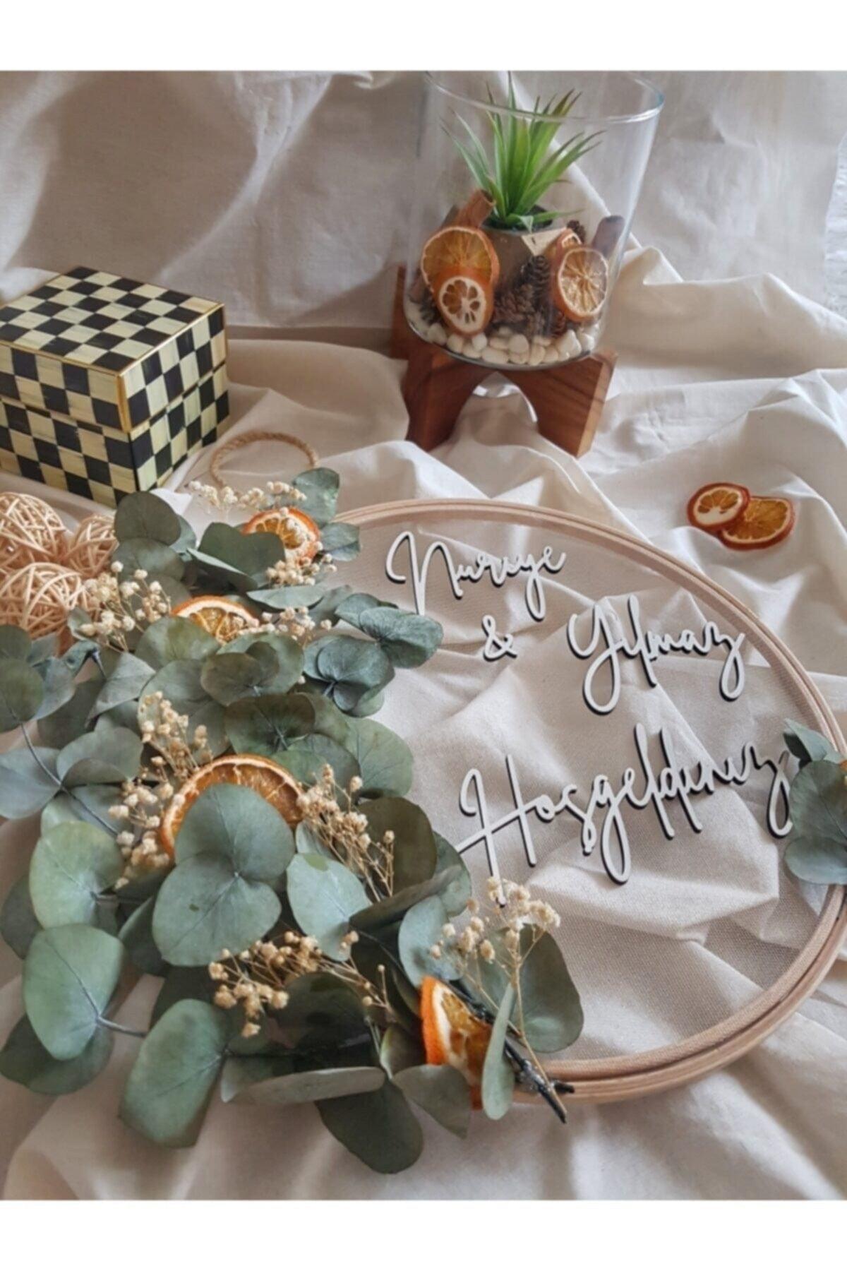 Decorative Door Decoration Dry Flowered Eucalyptus Orange Framed Tulle - Swordslife