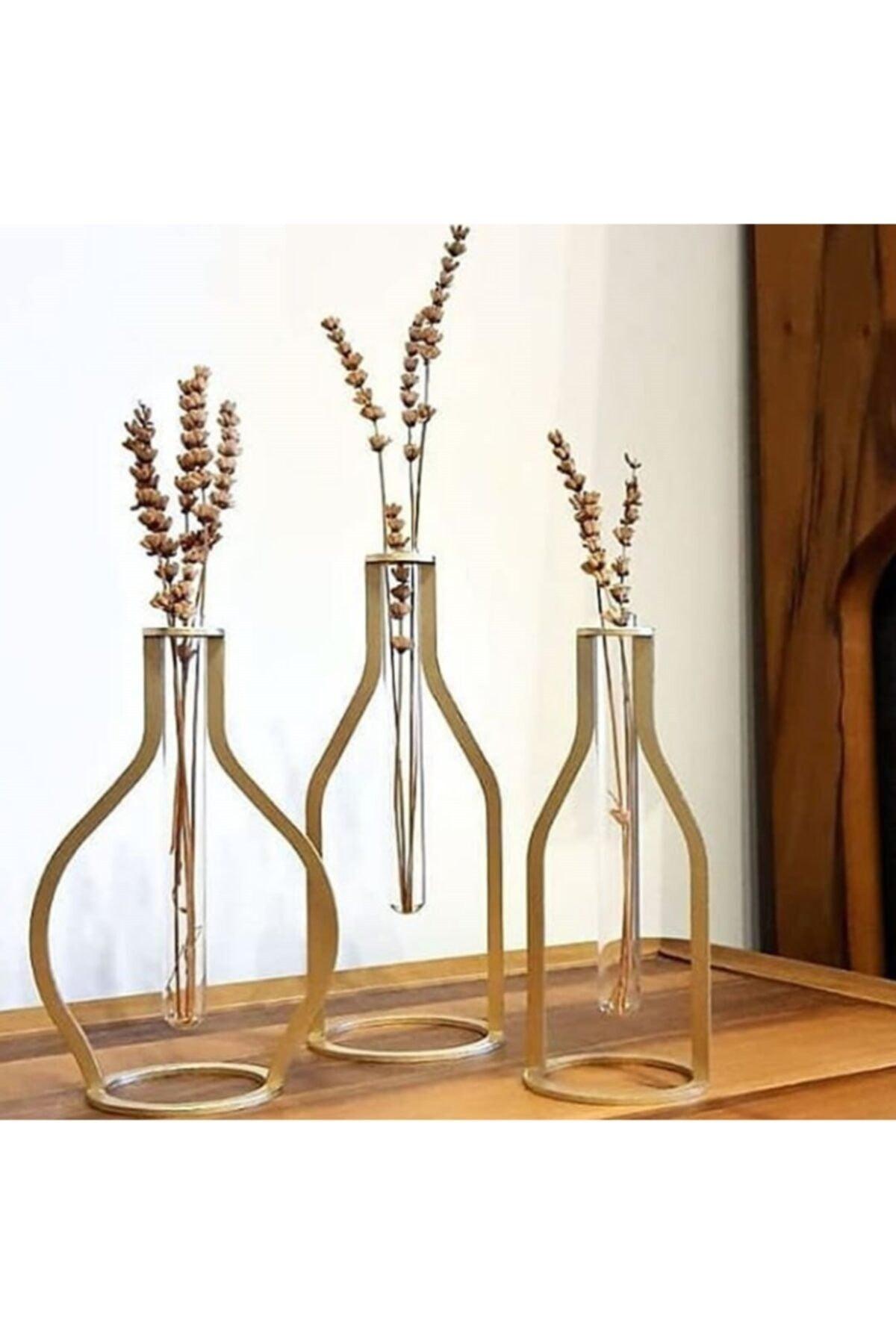 Decorative Metal Vintage Vase Set of 3 Gold - Swordslife