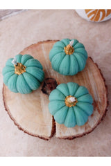 Decorative Mini Cyan Pumpkin Candle 3 Pcs 4*3 Cm - Swordslife