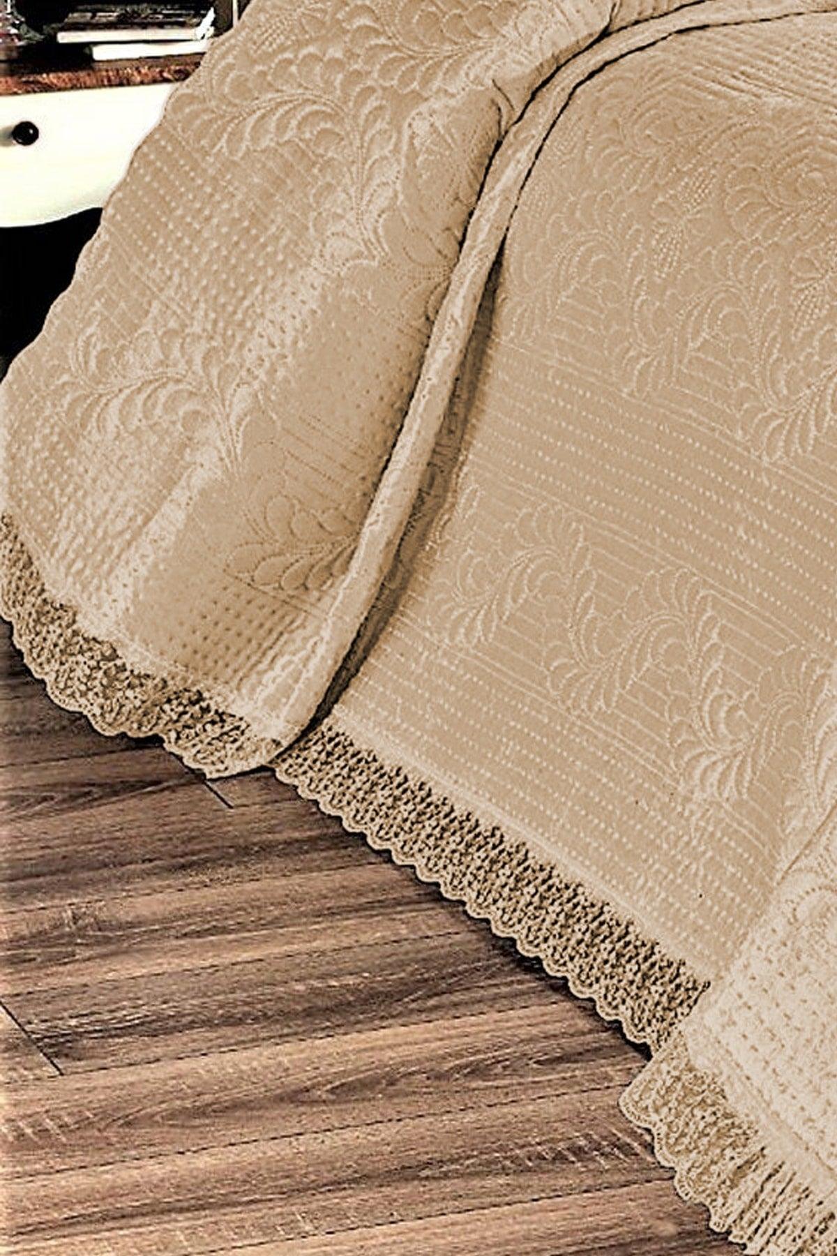 Deep Double Bedspread, Velvet Dowry Bedspread Double - Honey Foam - Swordslife