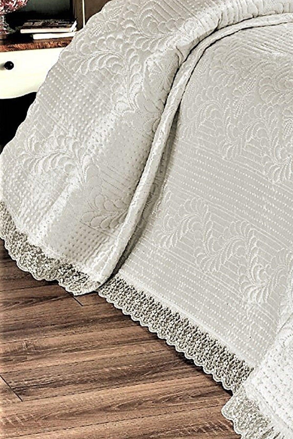 Deep Double Bedspread, Velvet Dowry Bedspread Double - Ecru - Swordslife