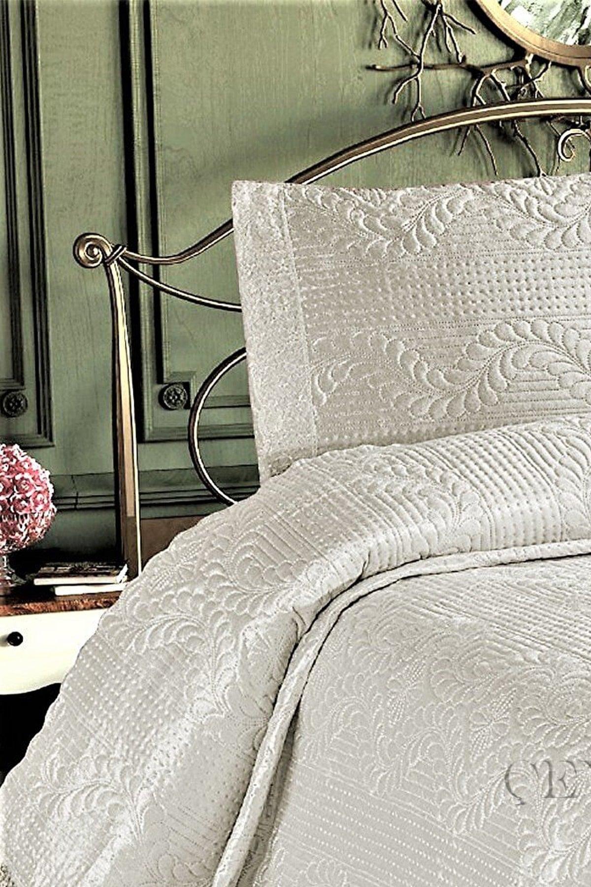 Deep Double Bedspread, Velvet Dowry Bedspread Double - Ecru - Swordslife