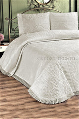 Deep Double Bedspread, Velvet Dowry Bedspread Double - Ecru - Swordslife