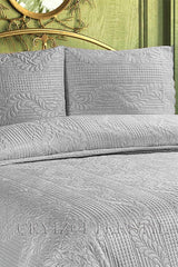 Deep Double Bedspread , Velvet Dowry Bedspread Double - Gray - Swordslife