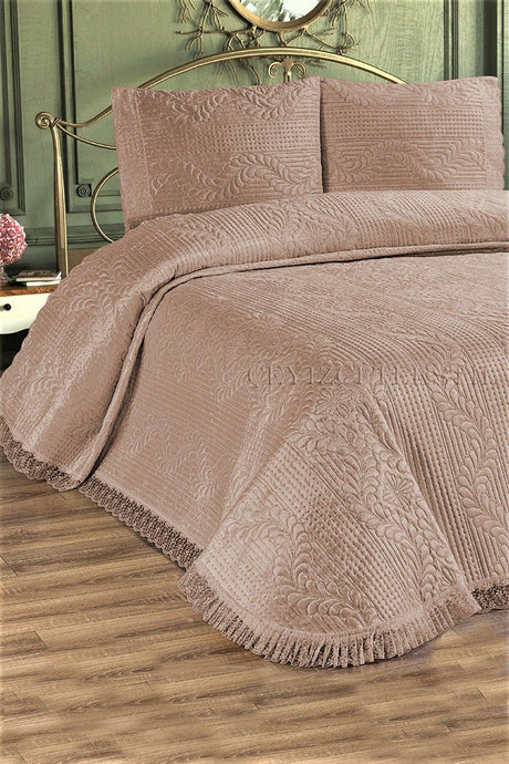 Deep Double Bedspread, Velvet Dowry Bedspread Double - Brown - Swordslife