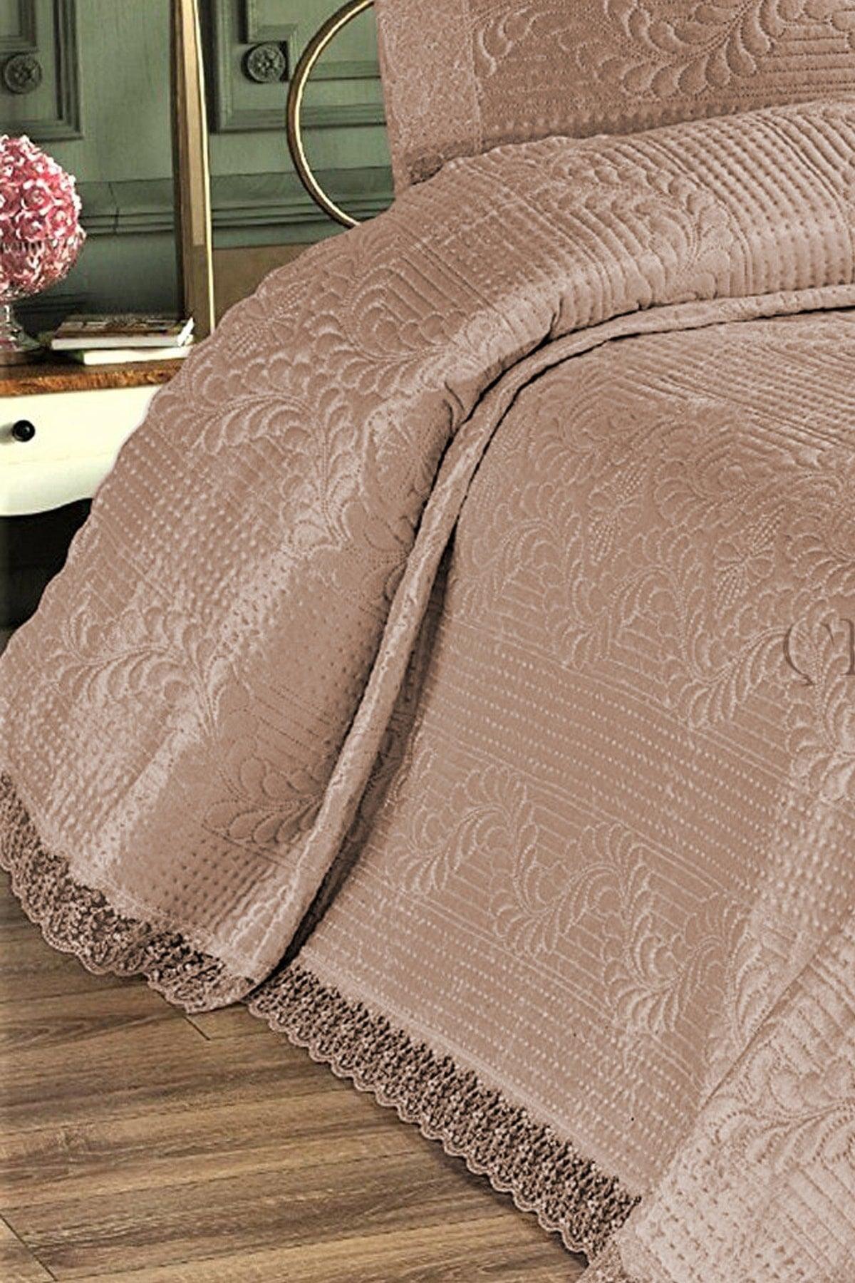 Deep Double Bedspread, Velvet Dowry Bedspread Double - Brown - Swordslife