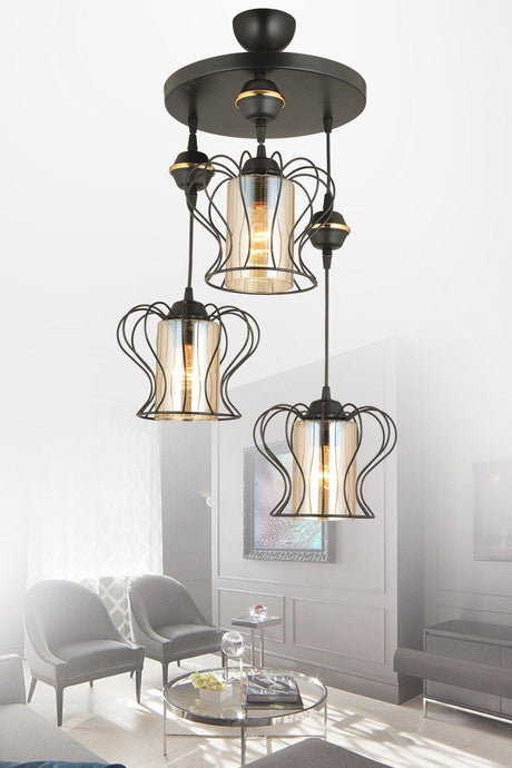 Derya Pendant Lamp 3-Set Black Modern Downward Facing Chandelier - Swordslife