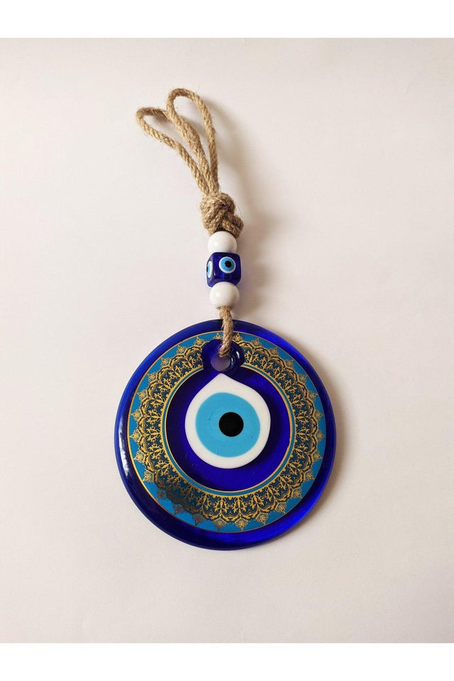 Patterned, Straw Thread 11x11 Cm Glass Evil Eye Beads Wall Ornament - Swordslife