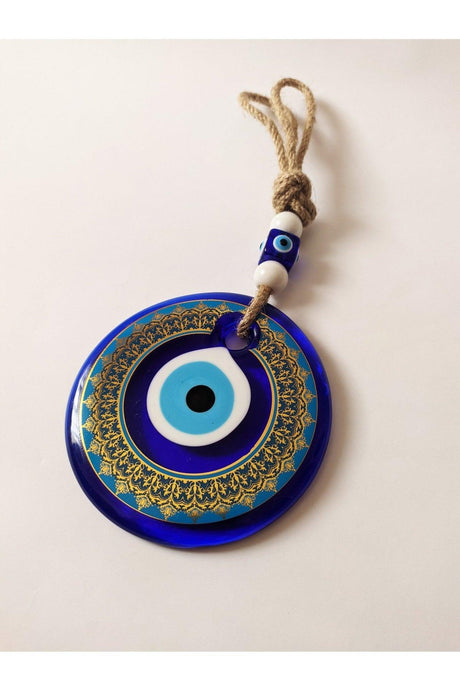 Patterned, Straw Thread 11x11 Cm Glass Evil Eye Beads Wall Ornament - Swordslife