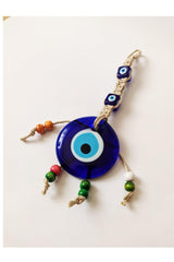 Patterned, Straw Thread 7x7 Cm Glass Evil Eye Beads Wall Ornament - Swordslife