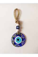 Patterned, Straw Thread 7x7 Cm Glass Evil Eye Beads Wall Ornament - Swordslife