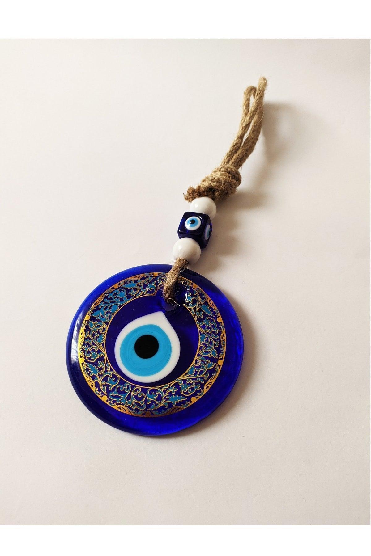 Patterned, Straw Thread 9x9 Cm Glass Evil Eye Beads Wall Ornament - Swordslife