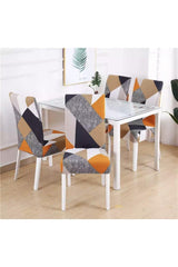 Patterned Velvet Chair Cover, Orange-gray Geometric Pattern(1 Piece) - Swordslife