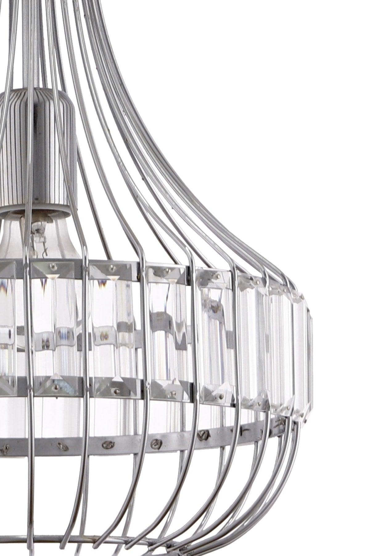 Diamond Crystal Stone Silver Chrome Single Pendant Lamp Chandelier - Çakır Chandelier - Swordslife