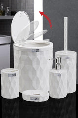 Diamond White Click Cover 5 Pcs Bathroom Set - Swordslife