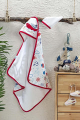 Digital Printed Embroidered Baby Towel Red With Pouch Gift - Swordslife